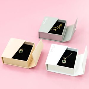 caja de joyería personalizable logotipo de gama alta de doble puerta abierta magnética caja de joyería de regalo para collar pulsera anillo pendientes 1