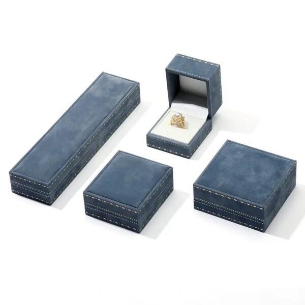 gold border jewelry packaging box high end ring pendant bracelet box velvet jewellery box 2