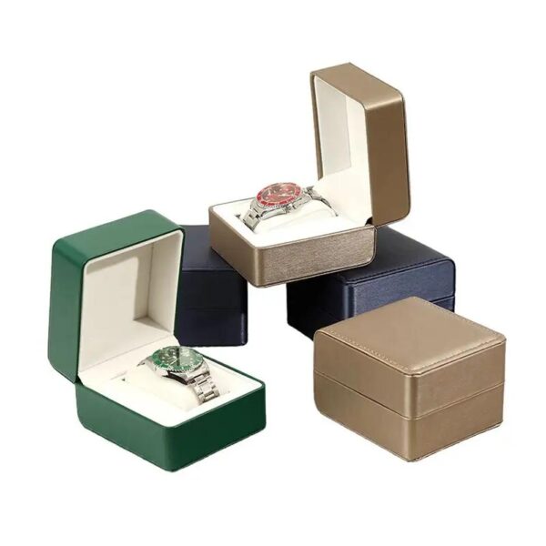 handmade luxury watch box high quality low moq custom logo watch storage gift box green pu leather watch box 1