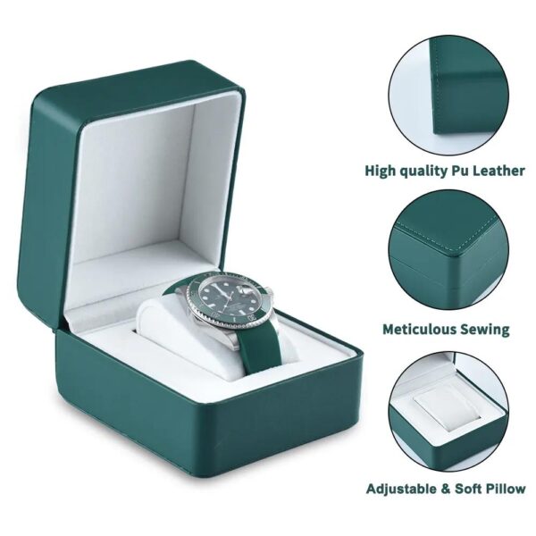 handmade luxury watch box high quality low moq custom logo watch storage gift box green pu leather watch box 2