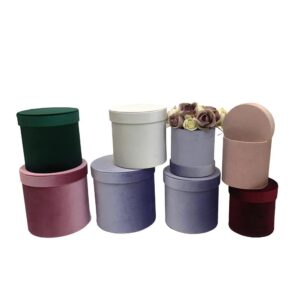 high end velvet round set three gift box valentine's day flower gift hug bucket 1