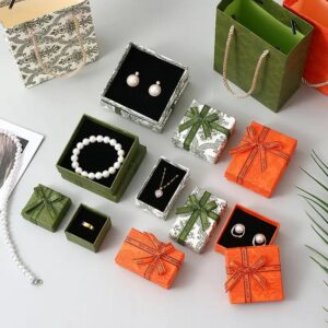 High-Fashion-Schmuck-Box benutzerdefinierte Logo-Ohrringe Ring Halskette Armband Schmuck-Box Geschenk-Box mit Bogen 1