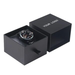 hot sale stock drawer black paper watch box packaging cardboard sliding watch bangle packing box 1