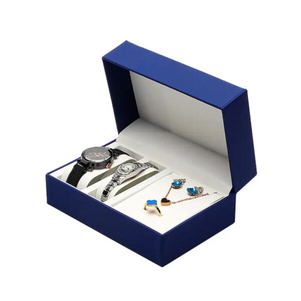 hot sale watch box necklace ring jewelry set flip pu leather watch gift box for gift packaging 5