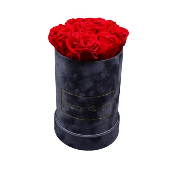 de lujo de terciopelo en forma redonda de regalo de flores de gamuza rosa caja de terciopelo cajas de embalaje de joyería 5