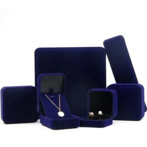 luxe fluwelen sieraden doos verpakking groothandel suède sieraden doos armband ketting hanger ring royal blauw fluwelen sieraden doos 1