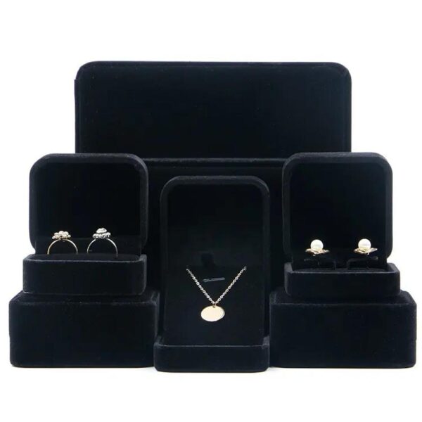 luxury velvet jewelry box packaging wholesale suede jewellery box bracelet necklace pendant ring royal blue velvet jewelry box 4