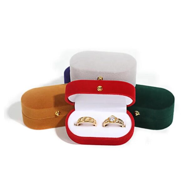 luxe gouden gesp fluwelen sieraden verpakking doos, oorbel ring gift box, fluwelen voorstel dubbele ring doos 1