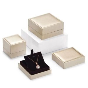 manufacture luxury wedding leatherette paper box ring necklace bracelet gift velvet boxes suitable jewelry box wholesale 1