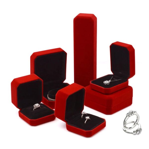 new design luxury ring necklace and bracelet velvet jewelry box packaging 3