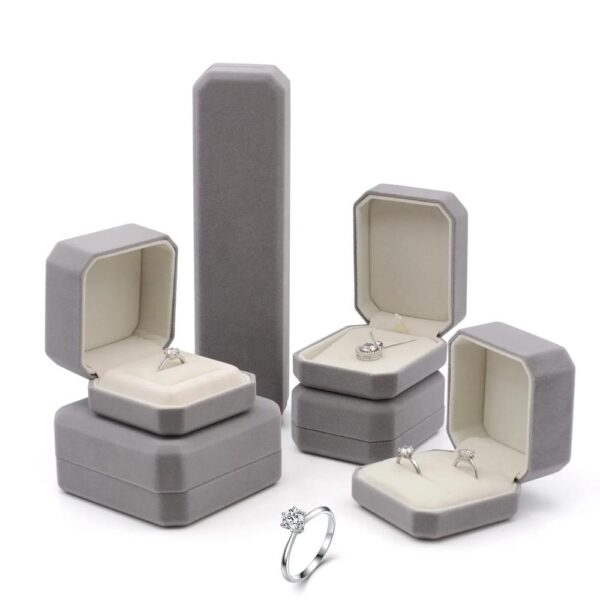 new design luxury ring necklace and bracelet velvet jewelry box packaging 4