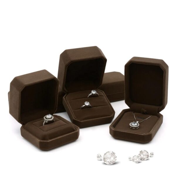 new design luxury ring necklace and bracelet velvet jewelry box packaging 5