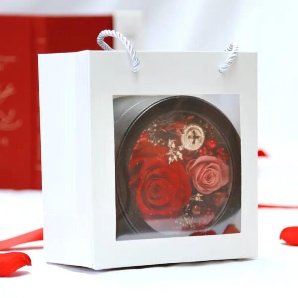 valentine's day gift eternal flower rose gift box holiday companion gift business round rivet leather box 4