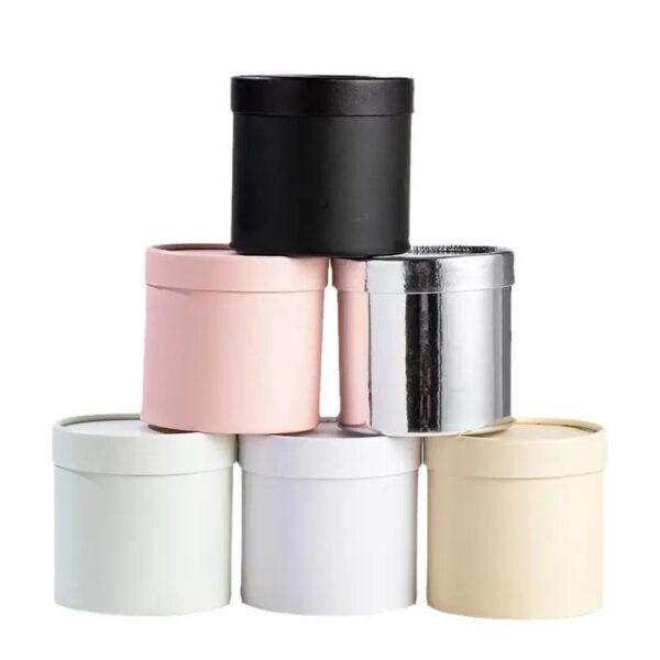 very popular hug bucket small pure white pink cardboard round cylinder flower box for bouquet packaging 1