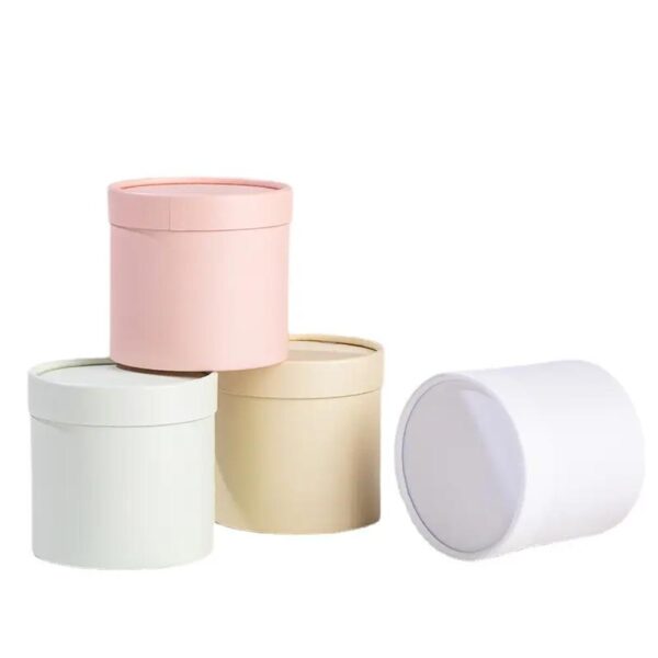 very popular hug bucket small pure white pink cardboard round cylinder flower box for bouquet packaging 2