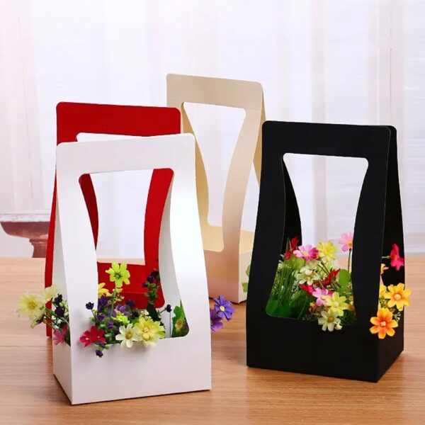 wholesale custom logo water proof florist bouquet box packaging flower box for rose valentine gift flower paper box with handle 6