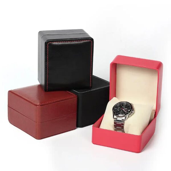 grossiste haute qualité cuir pu homme 1 slots watch case gift box custom logo luxury single watch box packaging 6