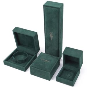 luxury jewelry packaging box custom logo necklace bracelet jewellery box green velvet jewelry ring box 1