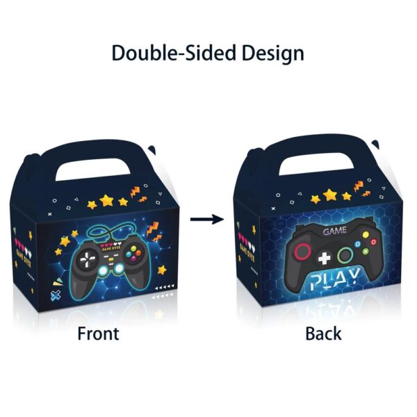 12 pcs video game candy treat boxes double side paper design gift gable box cake goodies box for gaming party supplies 3