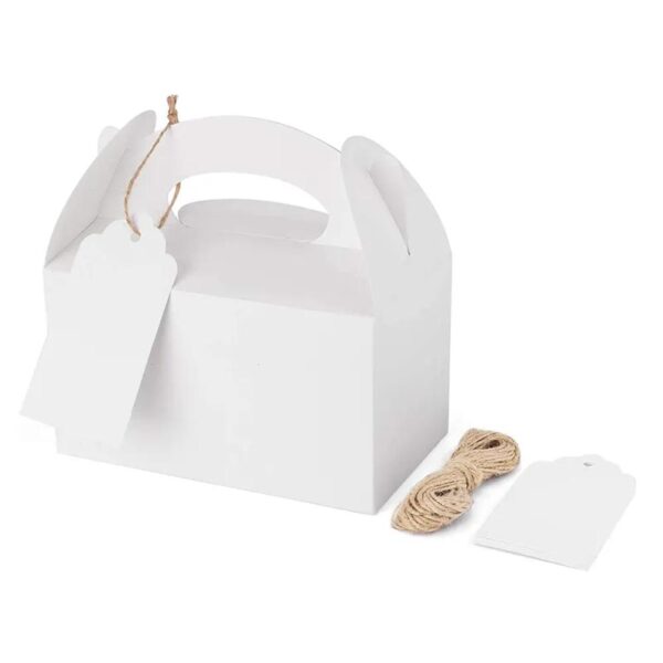 48 pack treat boxes white goodies favor boxes small gable gift boxes for wedding birthday party with twine and tag 1