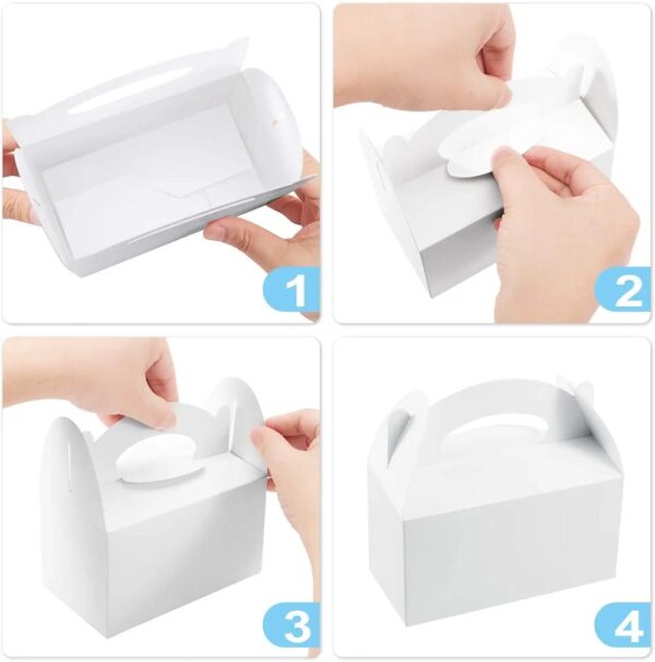 48 pack treat boxes white goodies favor boxes small gable gift boxes for wedding birthday party with twine and tag 2