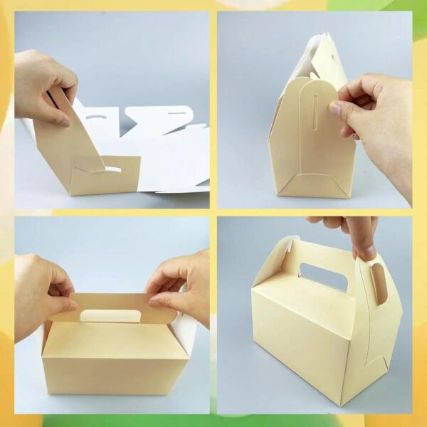 colorful craft gift wedding candy foldable box packaging birthday party cake dessert baking gable boxes with handles 3