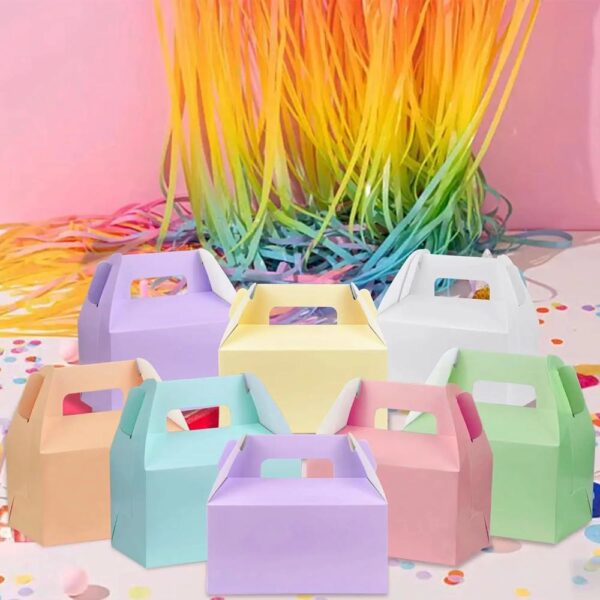 colorful craft gift wedding candy foldable box packaging birthday party cake dessert baking gable boxes with handles 4