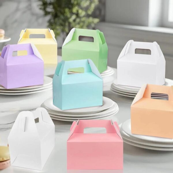 colorful craft gift wedding candy foldable box packaging birthday party cake dessert baking gable boxes with handles 5