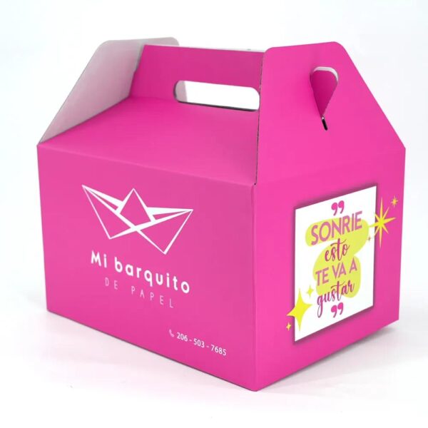 encargo de la panadería de alimentos paquete de cartón pastel caja de papel de panadería de alimentos cosméticos de color rosa cajas de regalo a dos aguas 3