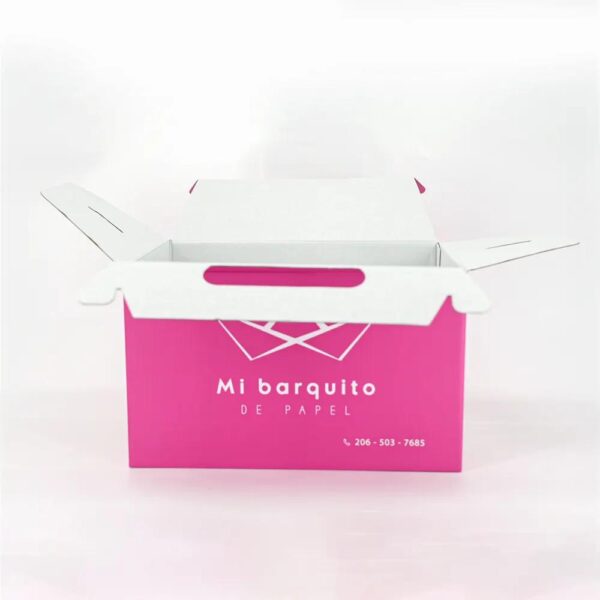 encargo de la panadería de alimentos paquete de cartón pastel caja de papel de panadería de alimentos cosméticos de color rosa cajas de regalo a dos aguas 5