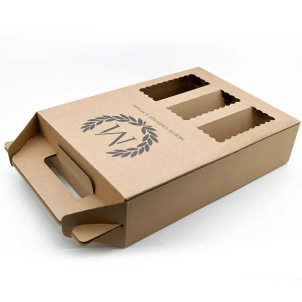 custom corrugated cardboard branded carrier paper packaging 3 6 pack bottle juice wine carrier gable handle box 2