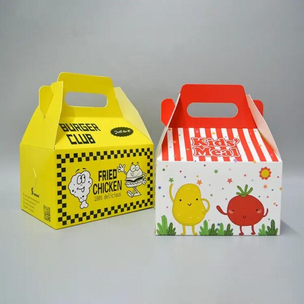 desechables personalizados de calidad alimentaria mcdonalds gable forma de los niños feliz caja de comida para los niños 1