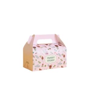 benutzerdefinierte faltbare Geschenk-Box mit Griff Keks-Box Verpackung Bäckerei Kuchen kleine Süßigkeiten Donut Giebel Lebensmittel Verpackung Boxen 1