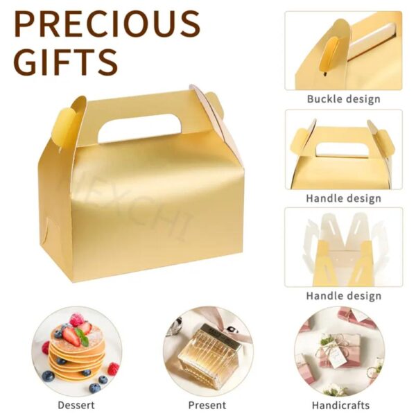 scatola regalo pieghevole personalizzato con manico cibo biscotto borsa imballaggio panificio torta piccola caramella ciambella gable cibo scatole di imballaggio 4