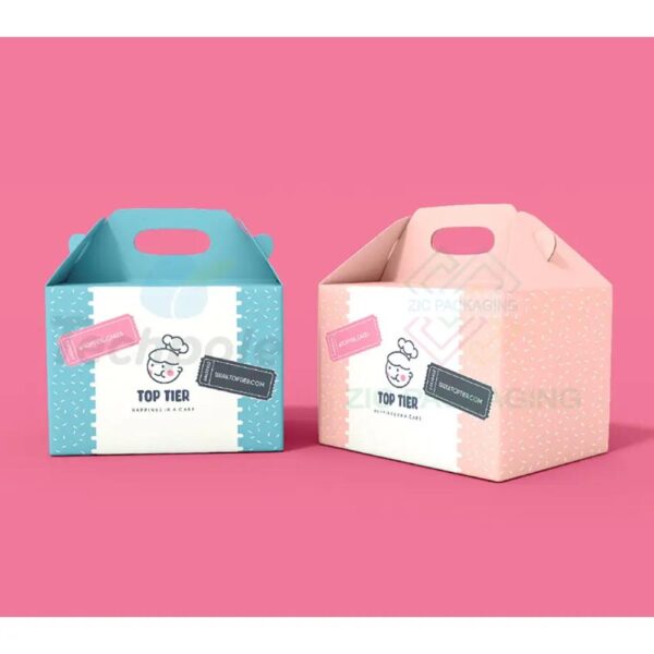 custom logo design bakery packaging box with handle gable box for cake cookies bakery packing 3