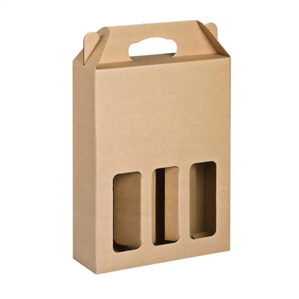 custom logo kraft corrugated cardboard paper wine carrier packaging gable gift box 5