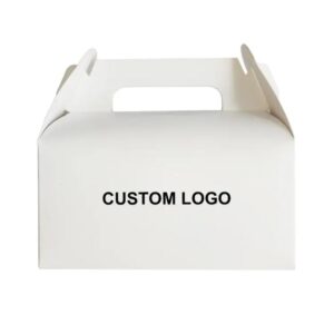 logo personnalisé boîte cadeau en papier blanc emballage personnalisation logo emballage portable boîte en carton pignon avec poignée 1