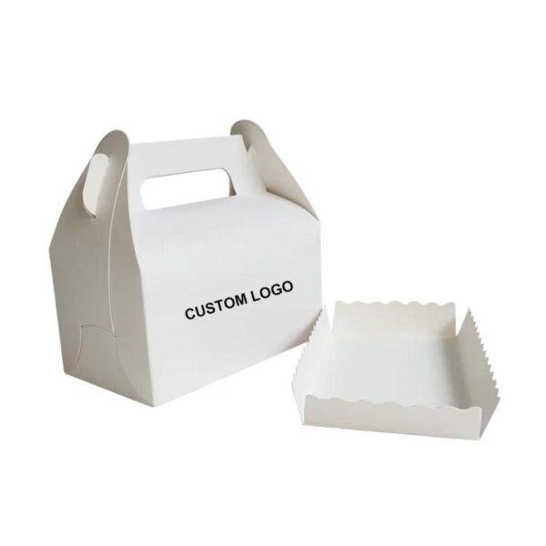 logo personnalisé boîte cadeau en papier blanc emballage personnalisation logo emballage portable boîte en carton pignon avec poignée 5