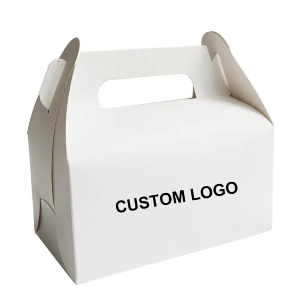 logo personnalisé boîte cadeau en papier blanc emballage personnalisation logo emballage portable boîte en carton pignon avec poignée 6