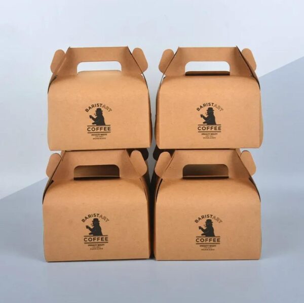 custom paper gable donut with handle food packaging for cake box 4