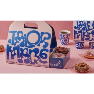 custom design bakery desert pastry single cake packing cup holder gable boxes mini bagel doughnut donut packaging paper box 1