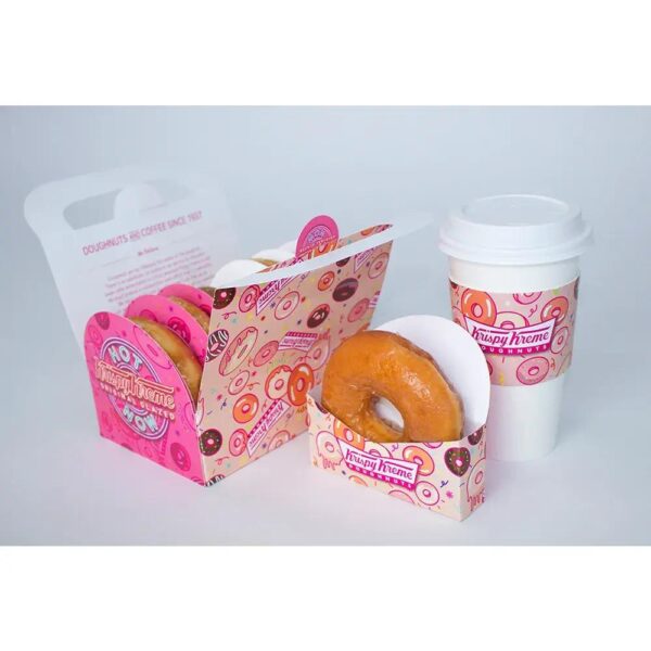 custom design bakery desert pastry single cake packing cup holder gable boxes mini bagel doughnut donut packaging paper box 2