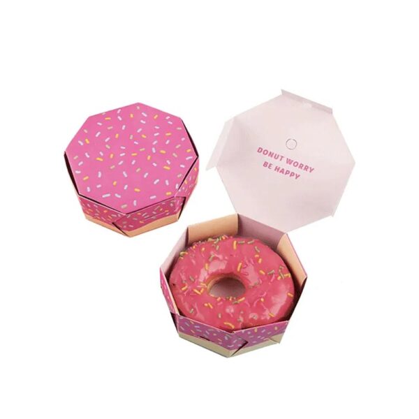 custom design bakery desert pastry single cake packing cup holder gable boxes mini bagel doughnut donut packaging paper box 4