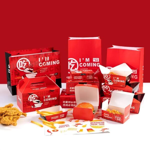 personalizzato bianco cartone clamshell burger box patatine fritte pollo gable consegna contenitore fast food grado carta scatola takeout imballaggio 5