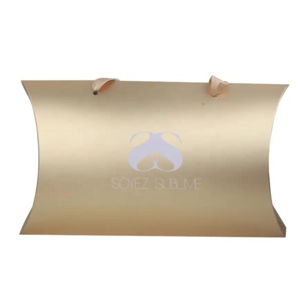 customized metal stickers logo brand name gold pillow box,diy gift hair extension bundles wig packaging packing paper box boxes 4