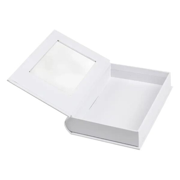 eco amigable caja magnética de lujo personalizado en forma de libro caja de regalo de papel con ventana de pvc 4