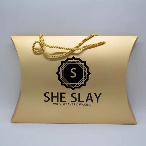 elegant custom logo luxury human virgin hair bundles weave wig pillow boxes for hair extension packaging 3