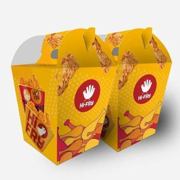 Fast Food Restaurant gegrilltes gebratenes Hähnchen Paket Giebel Box Sauce Lieferung benutzerdefinierte Burger Pommes Nugget Scheune Boxen mit Logo 4