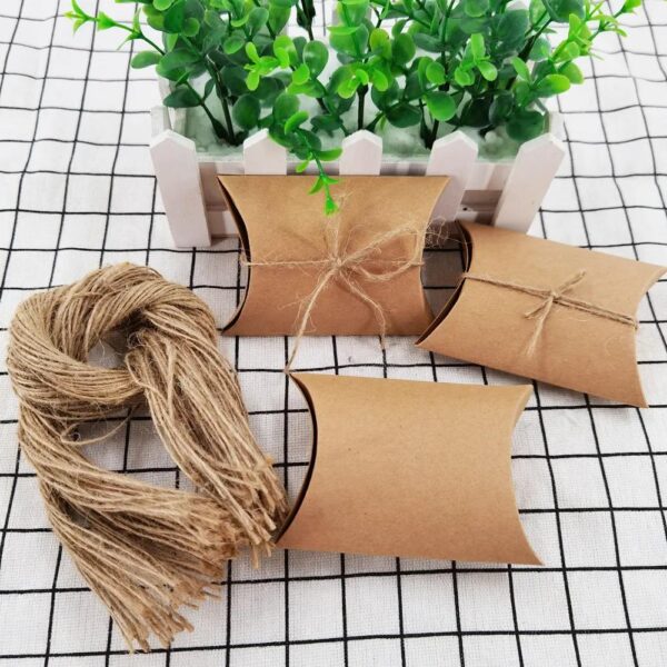 free decorative rope product packaging custom decoration paper rectangle gift wholesale kraft pillow boxes 5