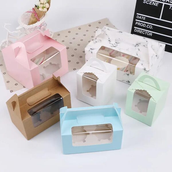 high quality custom brown kraft paper cardboard boite gateau mariage cup cake pop packaging gable boxes with handle in bulk 6